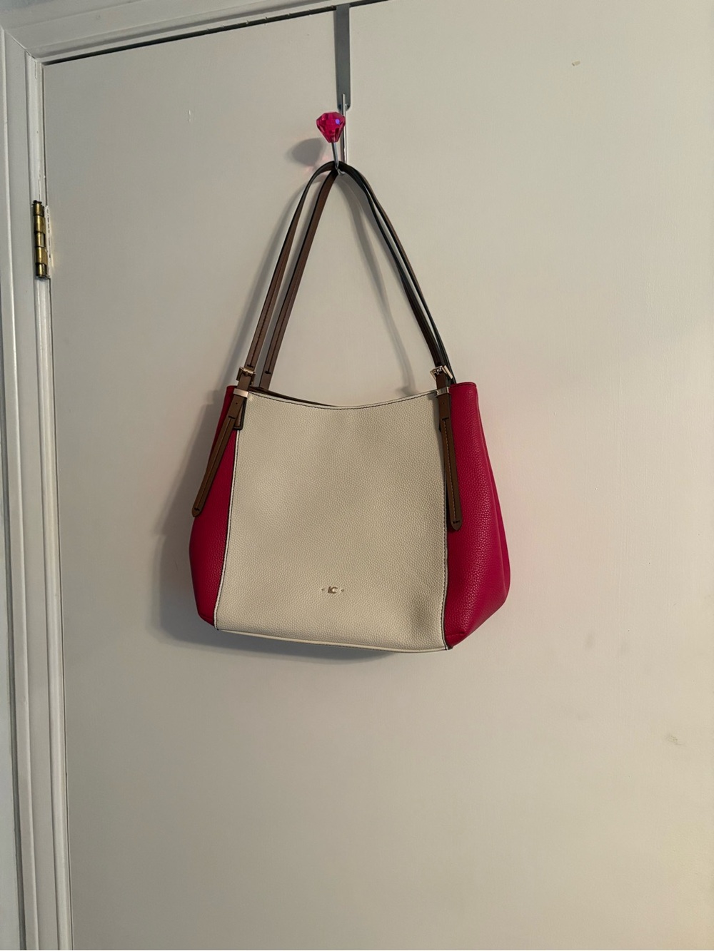 Cream and Red Two-Tone Women’s Shoulder Bag